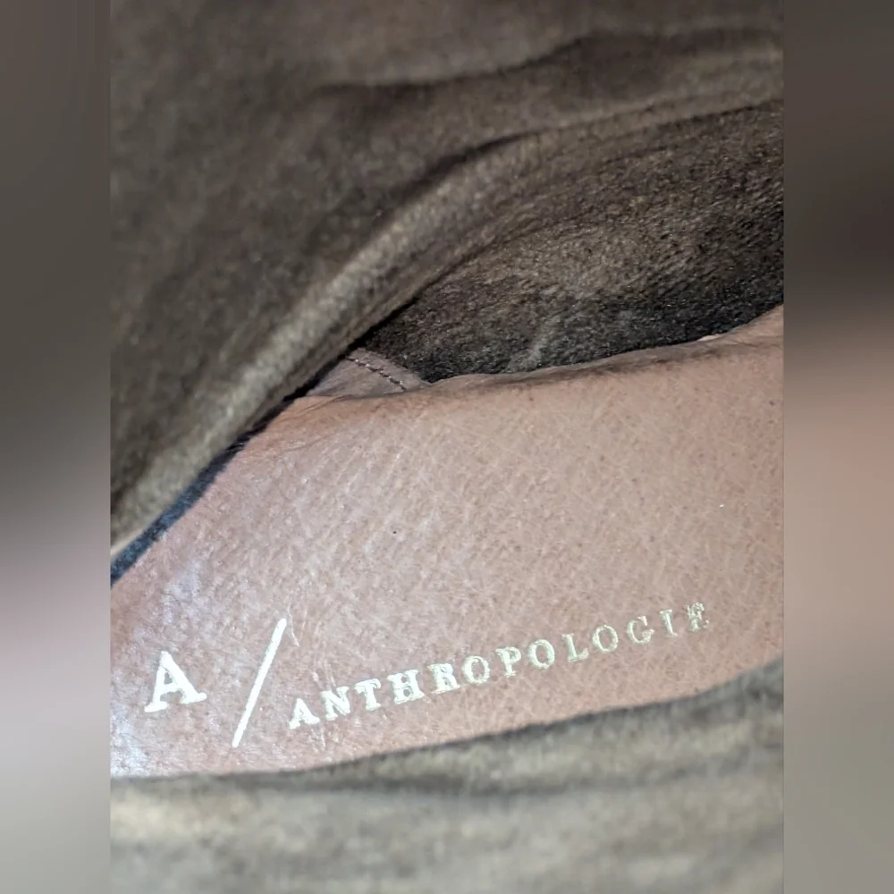 Anthropologie Cognac Leather Tall Pull On Riding Boots Womens Size 9